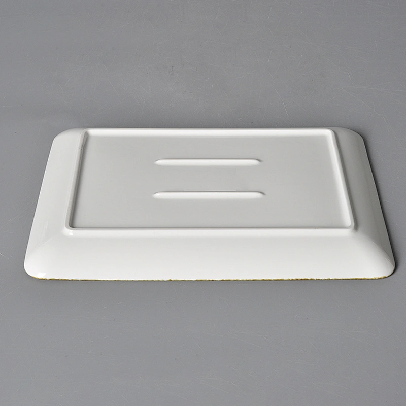 P&T ROYAL WARE  Hot Sale New Design Smooth Grazed Table Top Rectangle Ceramic Restaurant Hotel Banquet Plates Dinner Plate