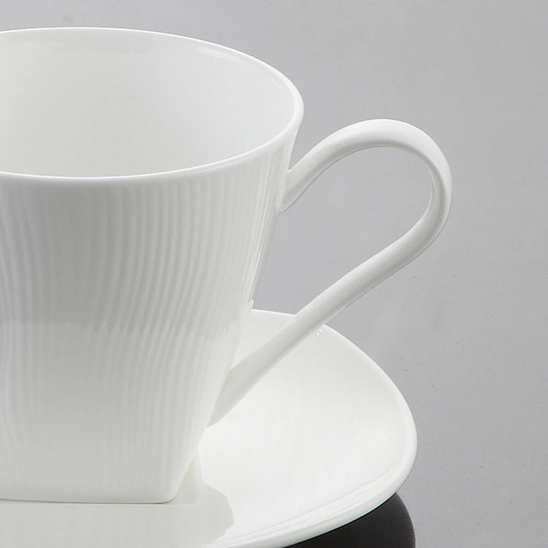 Porcelain white ceramic square coffee cup and saucers for cafeteria restaurant hotel