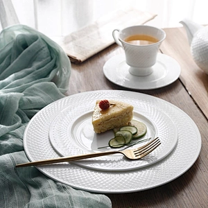 luxury modern bone china round white ceramic serving plate set dining serving plates for restaurant wedding