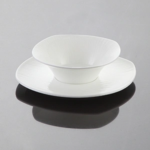 P&T Royal ware white Square dinner plate bone china dinner plate & fork