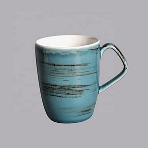 wholesale custom personalized blue color glazed  porcelain ceramic tea coffee mug with handle