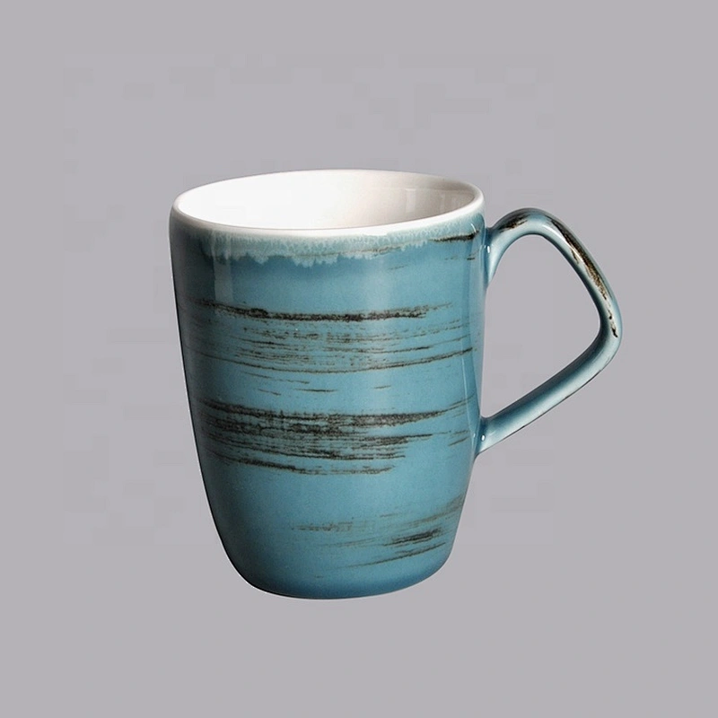 wholesale custom personalized blue color glazed  porcelain ceramic tea coffee mug with handle