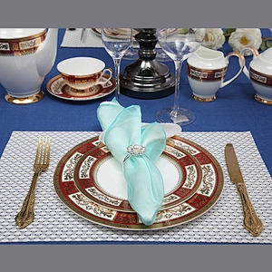 P&T Royal Ware wholesale custom bone china rose gold rim charger plates for wedding