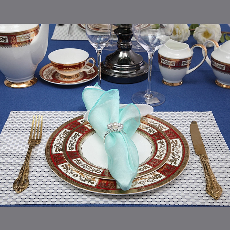 P&T Royal Ware wholesale custom bone china rose gold rim charger plates for wedding