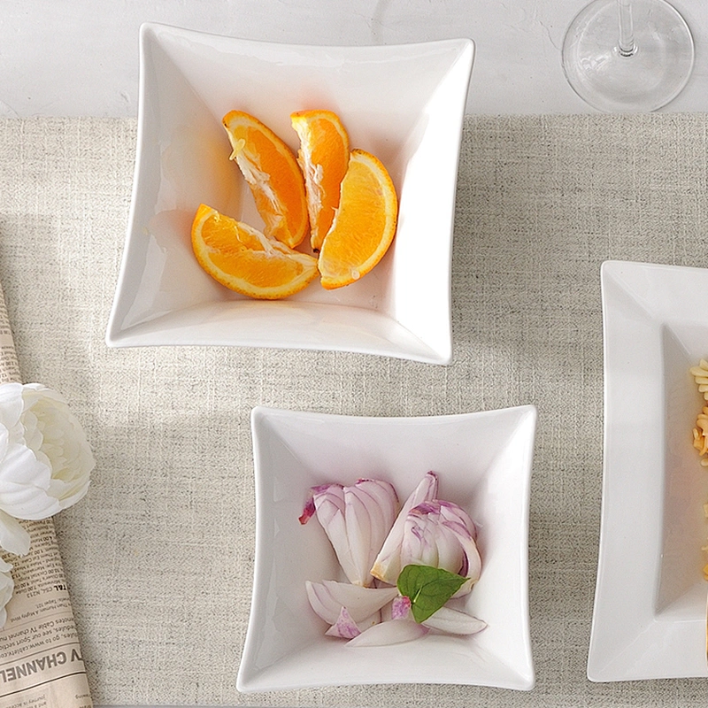 custom restaurant white square porcelain cereal bowl,oatmeal bowl,cornmeal bowl