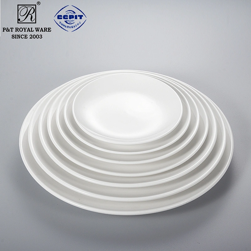 chaozhou manufacturer wholesale 11 inches hotel used white ceramic dinner plate for weddings