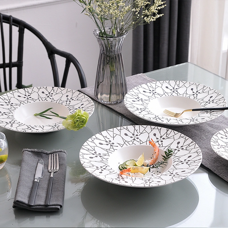 Western style cheap price round ceramic pasta dishes for restaurant