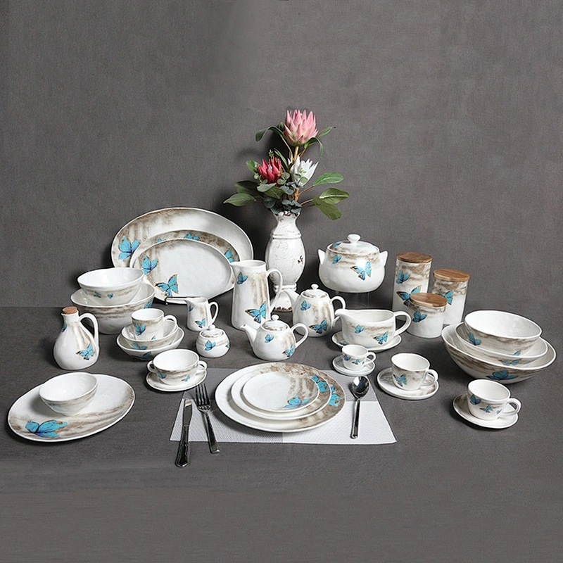 freeform white hotel catering restaurant butterfly pattern espresso coffee tea cup with saucer