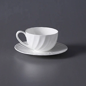 P&T Royal Ware , Porcelain cups with handle , White ceramics cup for coffee