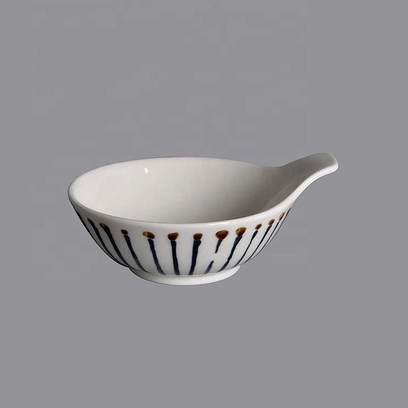 wholesale round porcelain ceramic noodle rice batter cereal bowl with handle