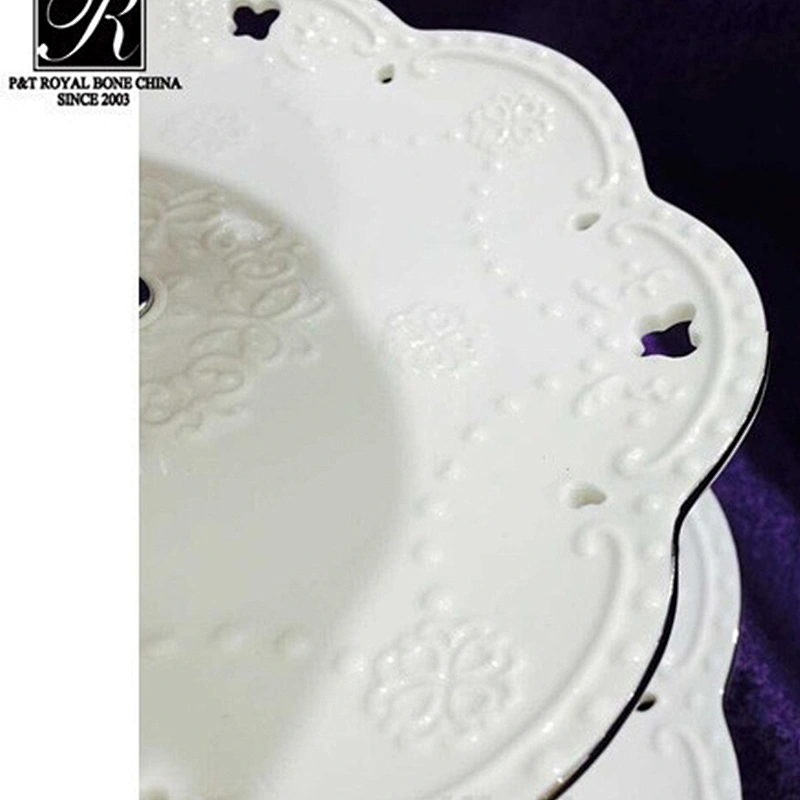 P&T ceramics factory porcelain high tea cake stand three tiers cake stand