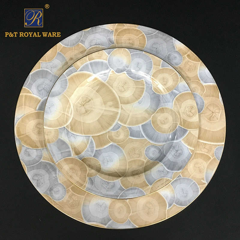 P&T Royal Ware 4 PCS Bone China Tableware Set Marble Design Plate Coffee Cup and Saucer