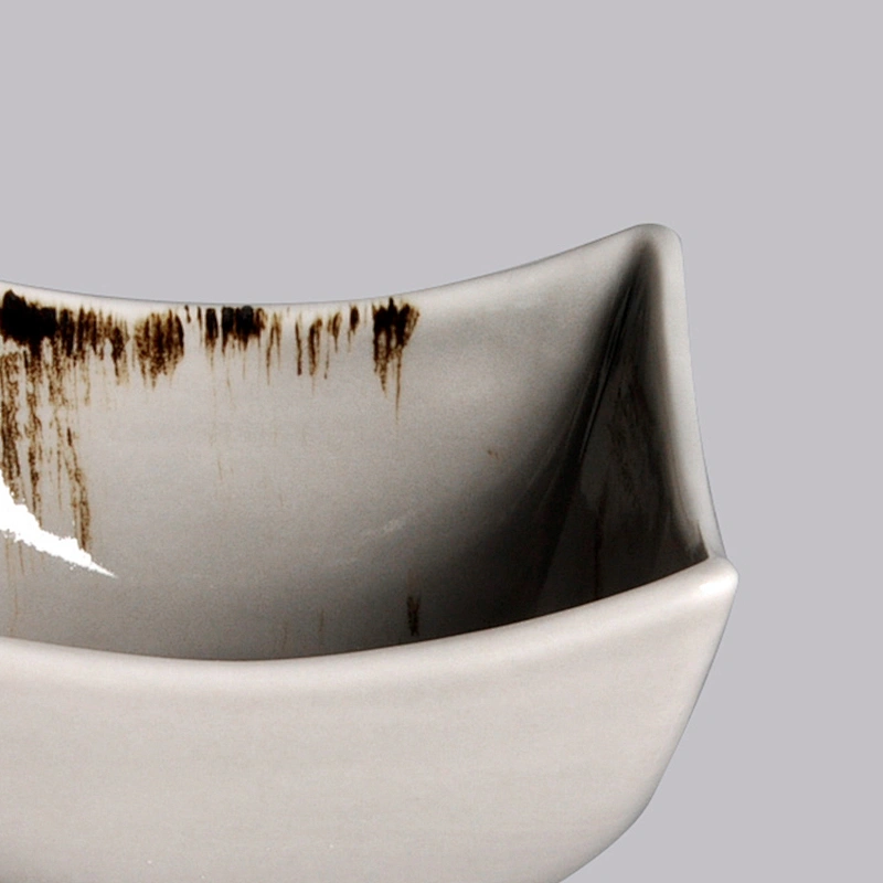 mini small glazed square corner shape porcelain soy sauce dish ceramic dipping bowl