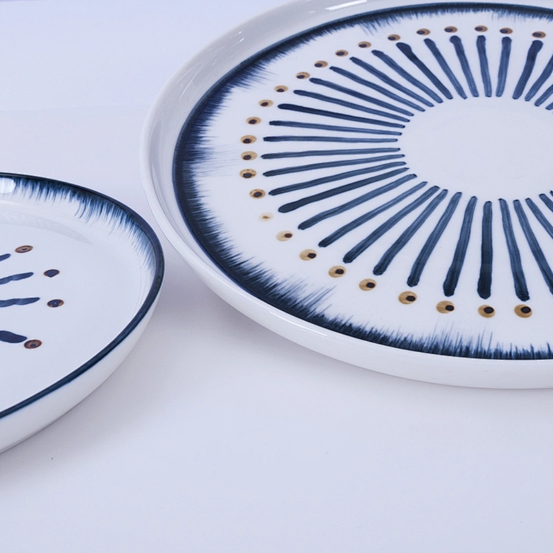 P&T royal ware custom new design white blue restaurant japanese style porcelain tableware