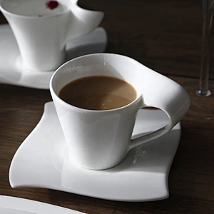 wholesale white coffee cup and saucer bone china ceramic coffee cup set with saucer