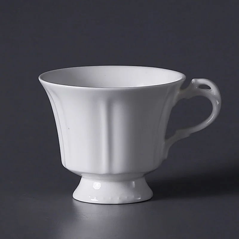 Custom Logo Restaurant White Bone China Tea Cup Saucer Set