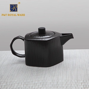 High quality promotional coffee tea sets black Color Glazed teapot and tea cups