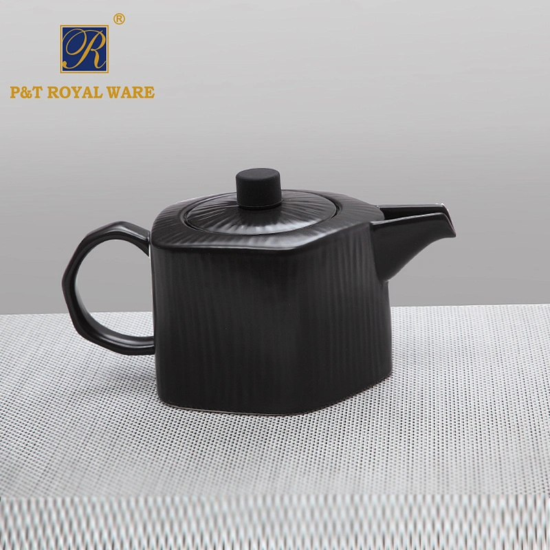 High quality promotional coffee tea sets black Color Glazed teapot and tea cups