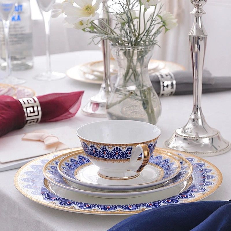 wholesale luxury restaurant color ceramic dinnerware china dinner sets with gold trim