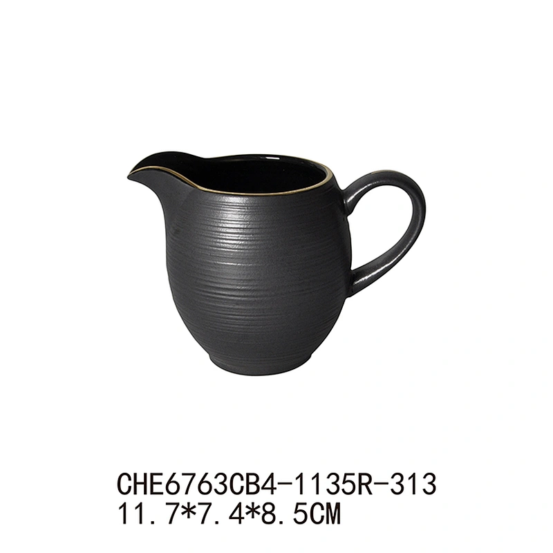 Black Unique Porcelain Milk Jug with Gold Line