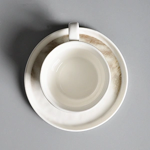freeform white hotel catering restaurant butterfly pattern espresso coffee tea cup with saucer