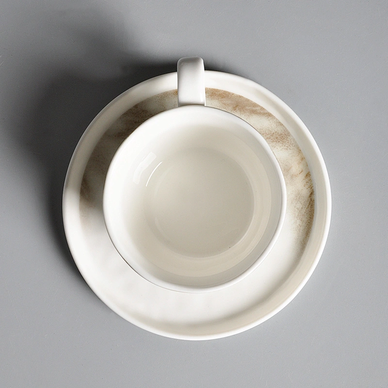 freeform white hotel catering restaurant butterfly pattern espresso coffee tea cup with saucer