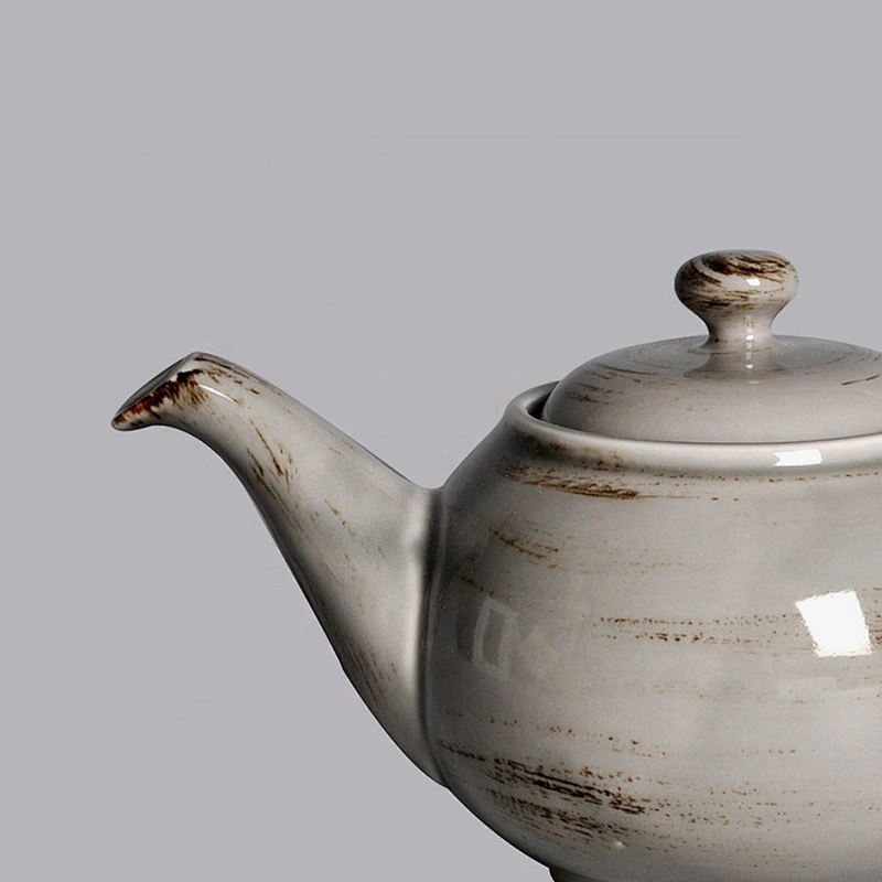 wholesale grey glazed porcelain ceramic hotel tea and coffee pot