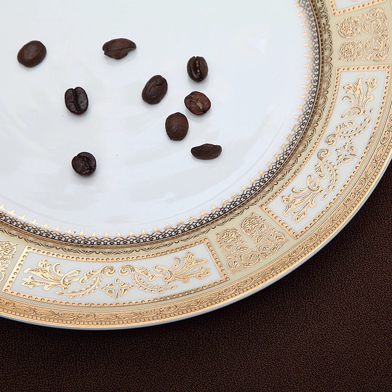 P&T Royal Ware wholesale round embossed wedding ceramic gold charger plate