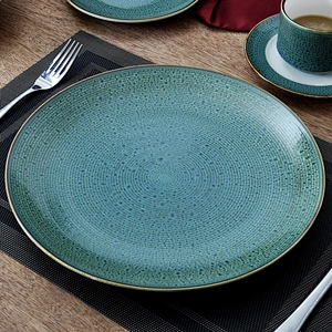 Chaozhou Factory Wholesale Blue Ceramic Plate,Smooth Flat Porcelain Dinner Plates