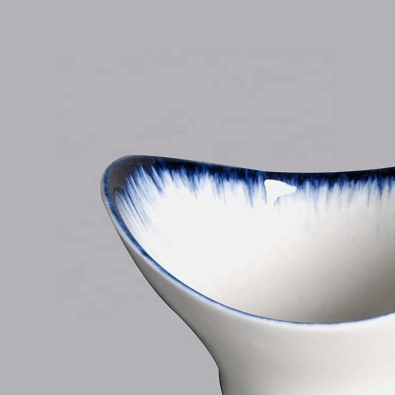 Japanese korean glaze 3 inch small oval bowls sauce ceramic chip dip bowl