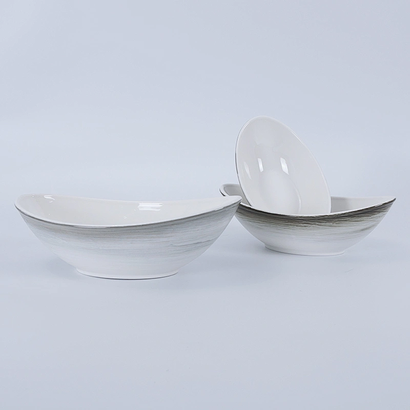 Fashion Nordic Unique Glazed Ceramic Tableware Salad Bowl Porcelain Stylish Ceramic Salad Bowls