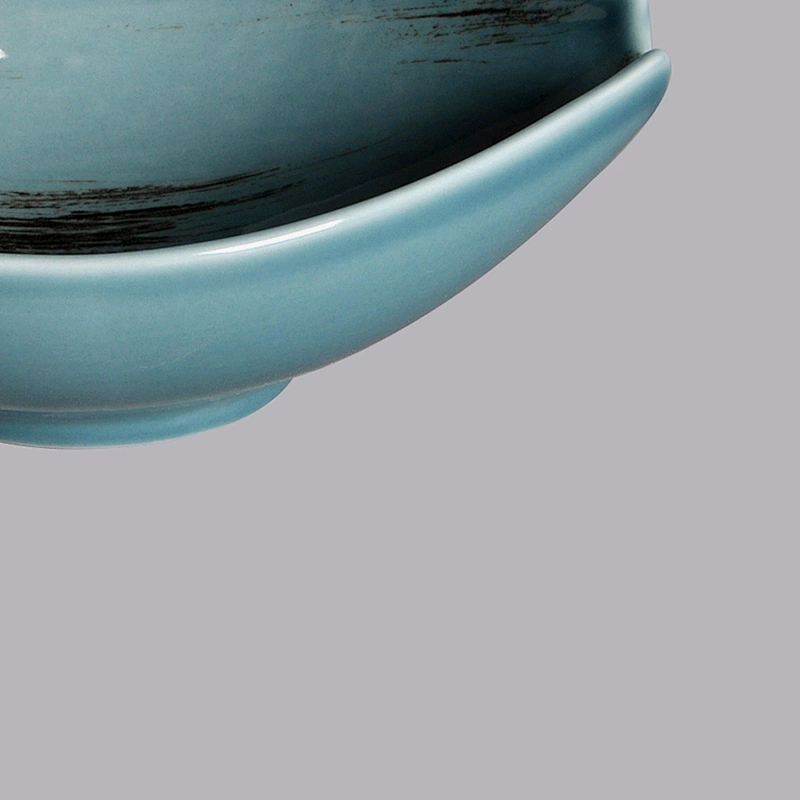 classic glossy blue porcelain boat olive shape fruit , salad , pasta serving gravy bowl