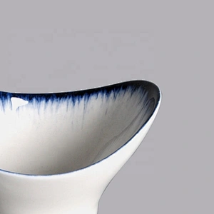 Japanese korean glaze 3 inch small oval bowls sauce ceramic chip dip bowl