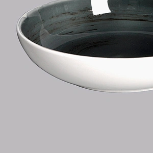 wholesale custom deep blue glossy round porcelain restaurant buffet colour salad bowl