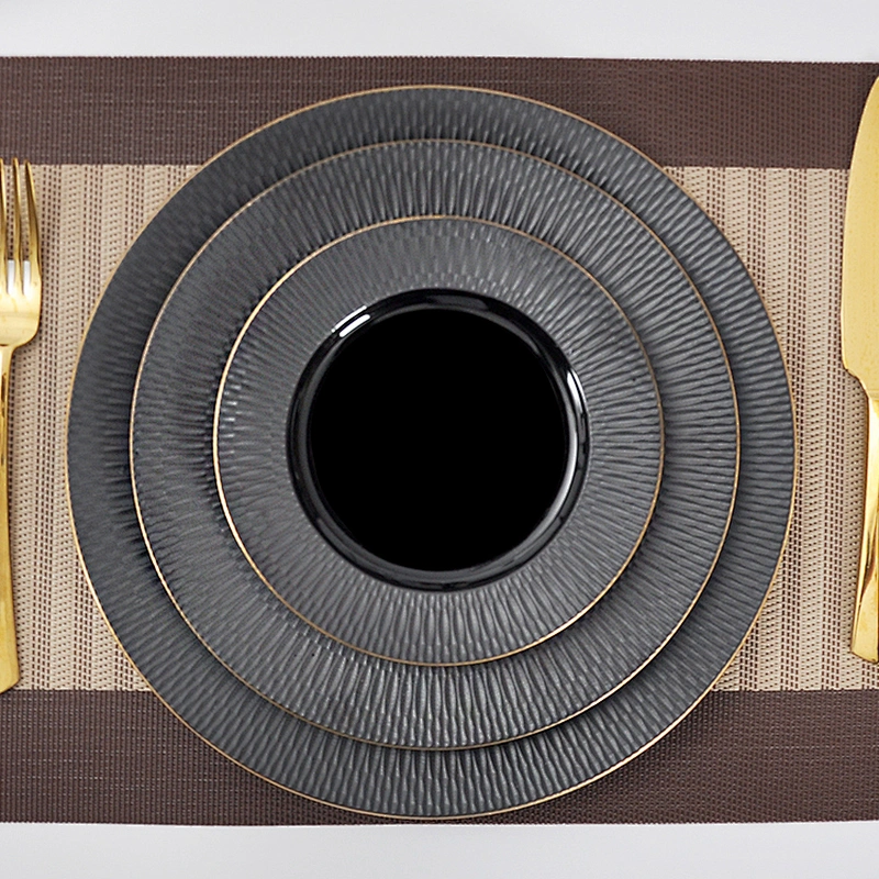 Top Choice Event Black Dinner Set , Ceramic Dinner Plates P&T Porcelain