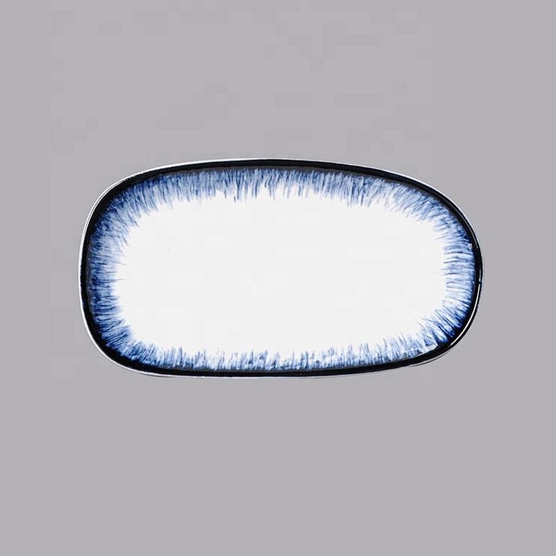 Restaurant Tableware Factory Wholesale Oval Ceramic Napkin towel dish plate