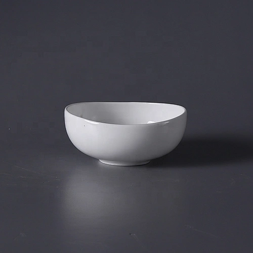 wholesale restaurant hotel dinnerware ceramic european style oval plain white bone china bowl