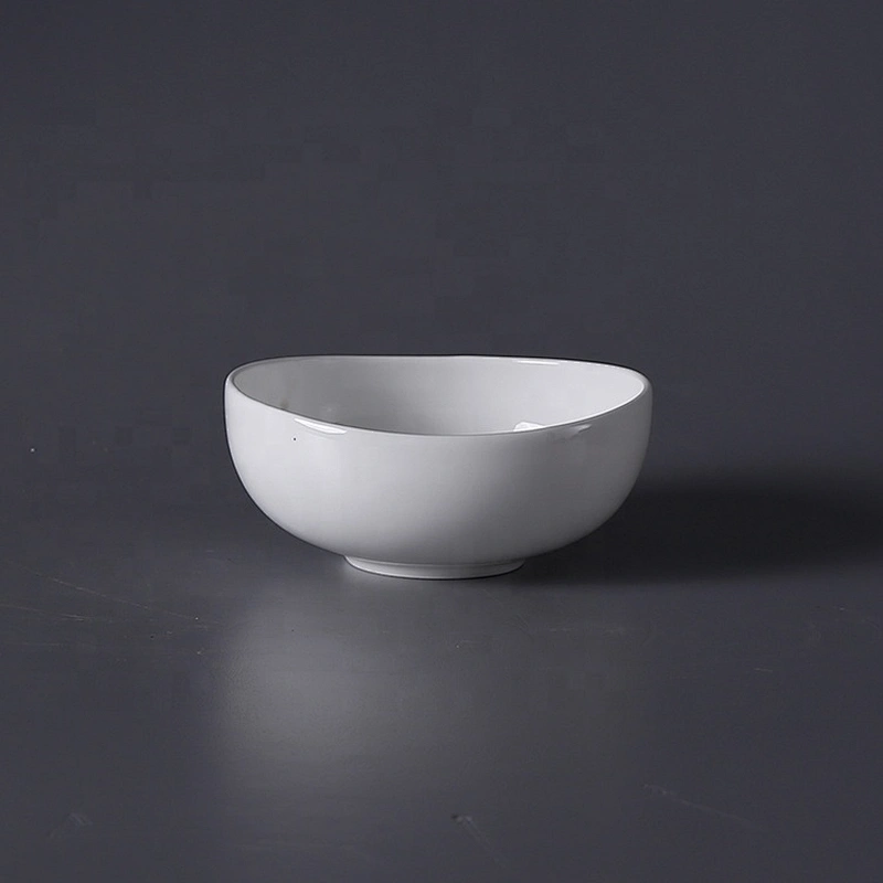 wholesale restaurant hotel dinnerware ceramic european style oval plain white bone china bowl