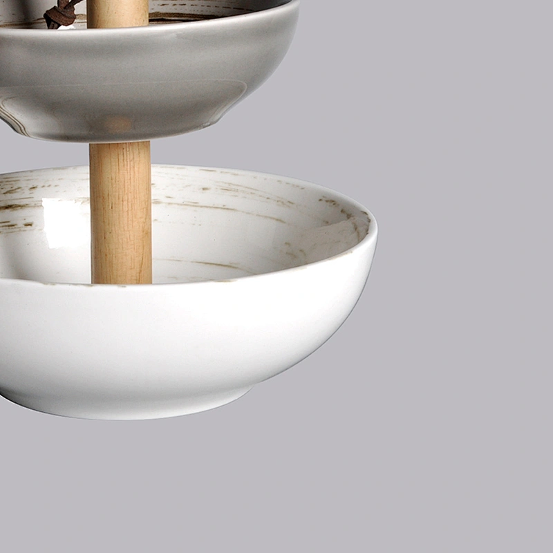 wholesale double layers crockery ceramic porcelain fruit cake dessert bowl tray