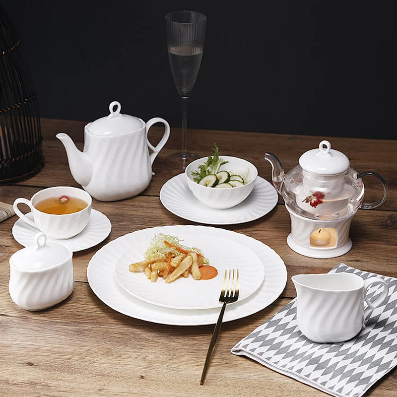 White Microwave Safe Restaurant Tableware Bone China Ceramic Soup Bowl