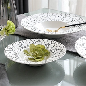 Western style cheap price round ceramic pasta dishes for restaurant