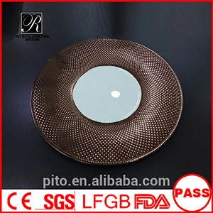P&T LongDom Ware, New design Bone China color gold plates, Rose color charge plate