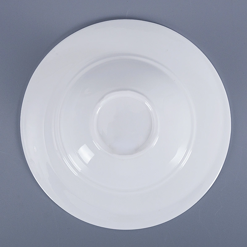 P&T Royal Ware custom elegant white round embossed ceramic restaurant soup plate