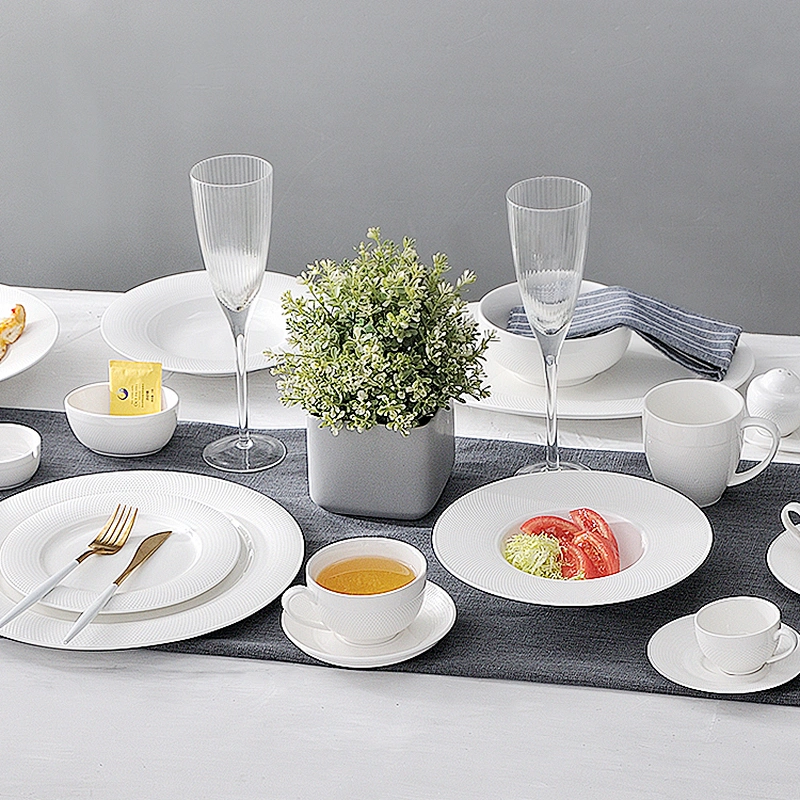 Chaozhou Net Pattern Fashion Fancy Dinnerware Restaurant Wedding Ceramic Pasta Bowl