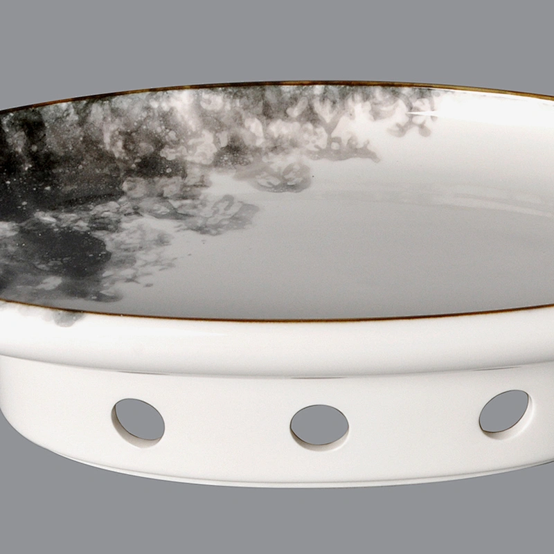 Wholesale large hotel restaurant oval ceramic porcelain fish plate with under warmer