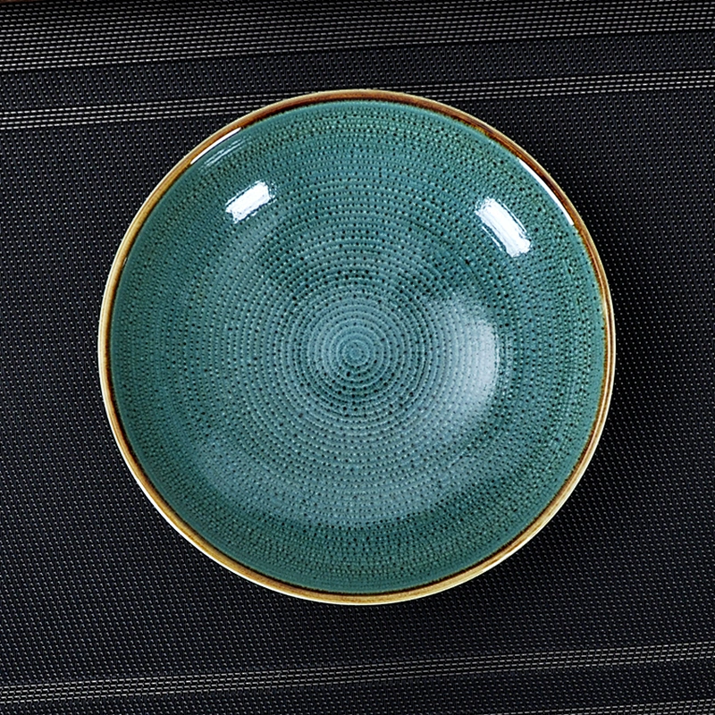 Smooth Glaze Table Top Tableware, China Hotel Under Glaze Blue Ceramic Plate Soup Plate