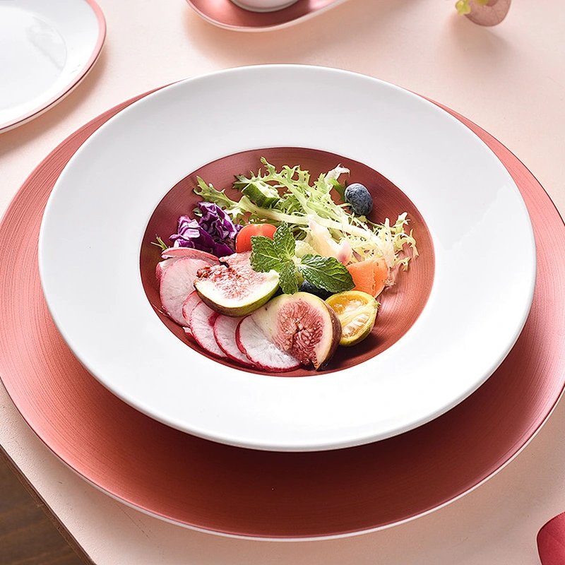 P&T Royal Ware Bone China Factory High Quality Western Style  Bone China Dinner Set Color Design Decal Plates