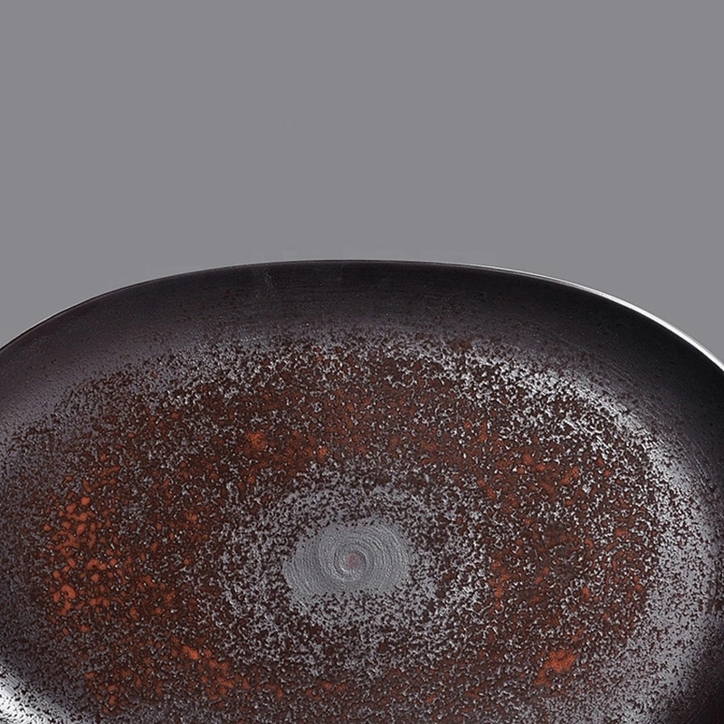 factory wholesale restaurant oval rust matte glazed ceramic porcelain shallow flat dinner plate