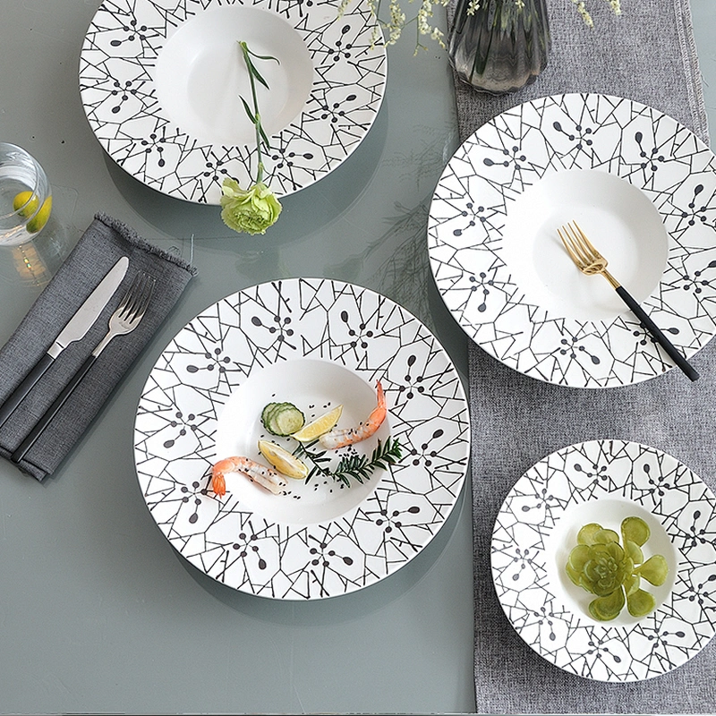 Western style cheap price round ceramic pasta dishes for restaurant