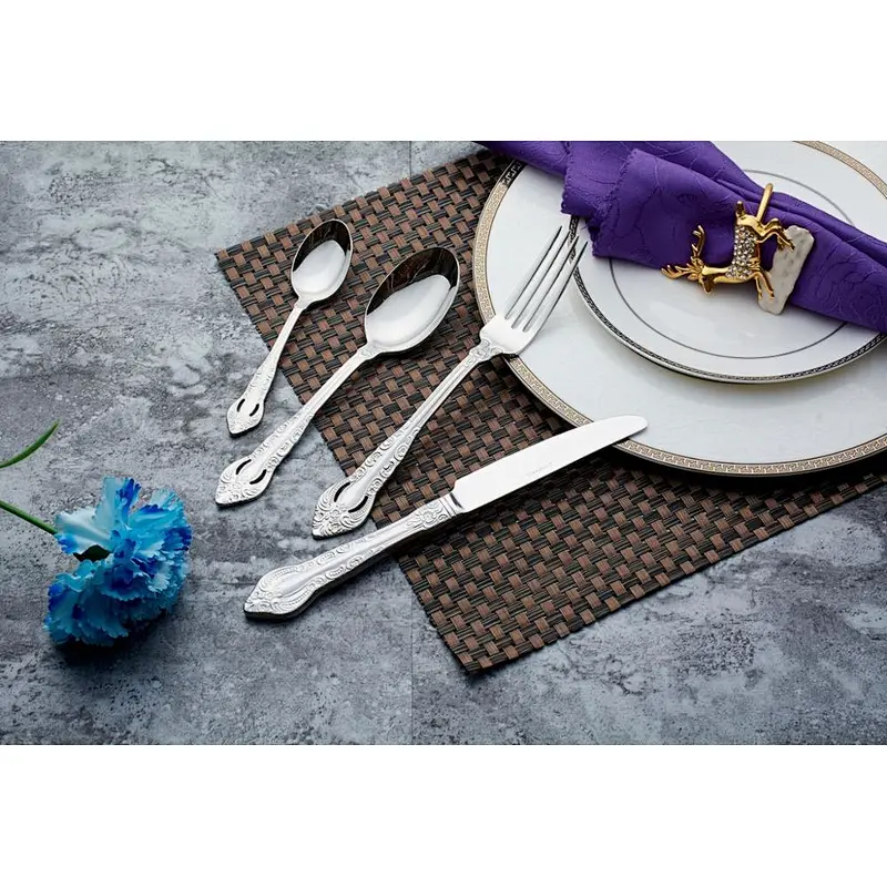 Embossed 18/10 stainless steel cutlery, new high quality spoons, stainless steel flatware for hotels wedding banquet parties
